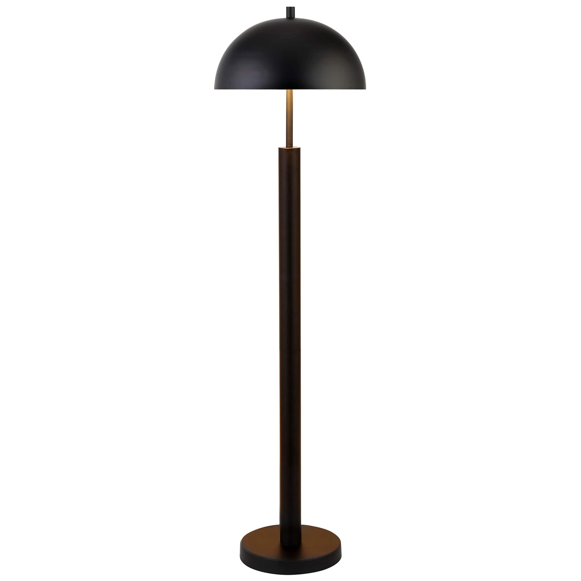 HomeRoots 58" Black Traditional Shaped Floor Lamp With Black Dome Shade